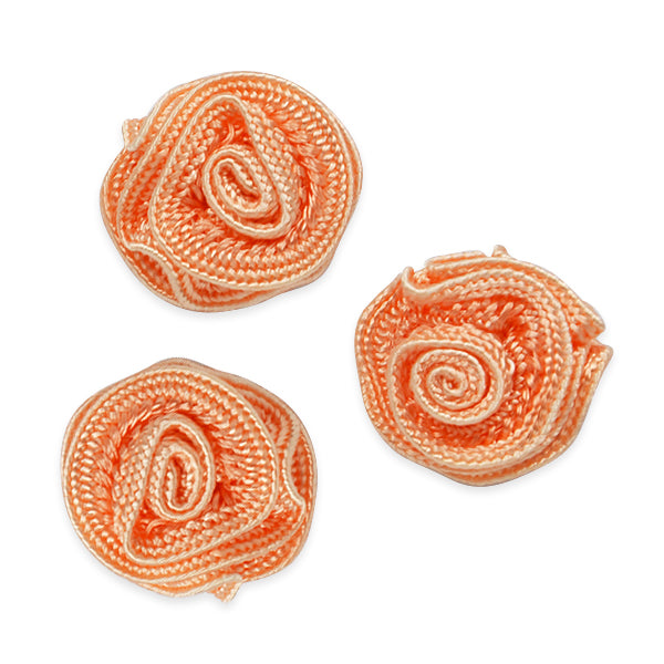 Ruffled Rosette Applique/Patch Pack of 3 Peach Appliques