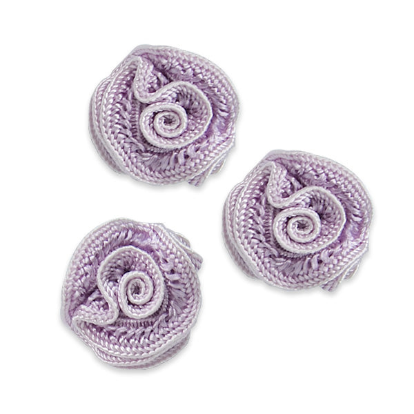 Ruffled Rosette Applique/Patch Pack of 3 Lilac Appliques
