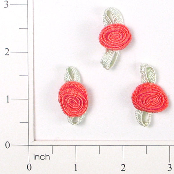 Rosette Bouquet Accent Applique/Patch Pack of 3 Coral Appliques