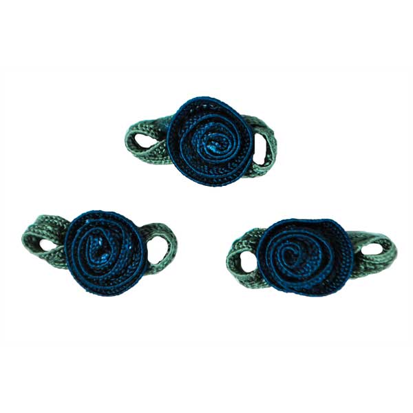 Rosette with Dark Green Leaves Pack of 3 Navy Blue Appliques
