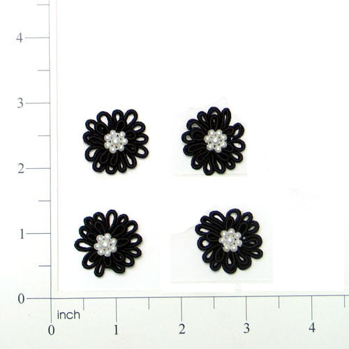 Mini Daisy Applique/Patch Pack of 4 Black Appliques