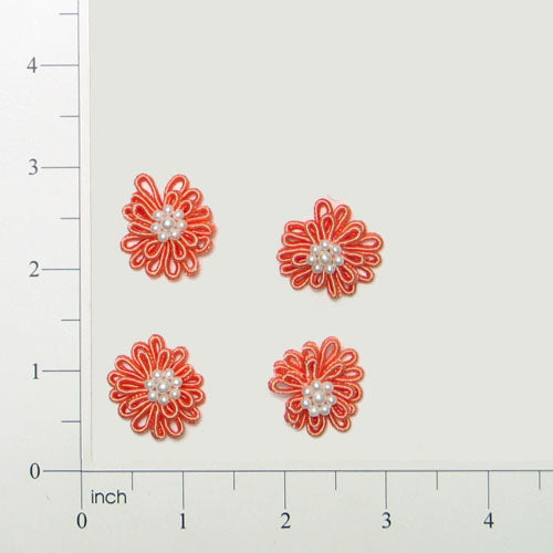 Mini Daisy Applique/Patch Pack of 4 Coral Appliques