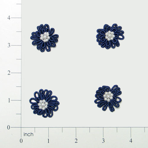 Mini Daisy Applique/Patch Pack of 4 Navy Blue Appliques