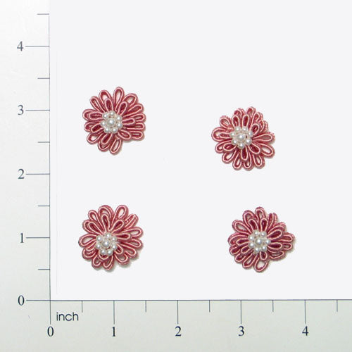 Mini Daisy Applique/Patch Pack of 4 Dusty Rose Appliques