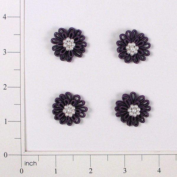 Mini Daisy Applique/Patch Pack of 4 Purple Appliques
