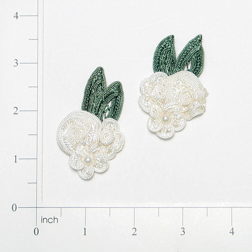 2 1/2" x 1 1/2" Craft Bouquet Accent Julie Applique/Patch Pack of 2 - Ivory Appliques
