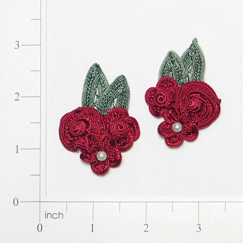 Craft Bouquet Accent Julie Applique/Patch Pack of 2 Burgundy Appliques