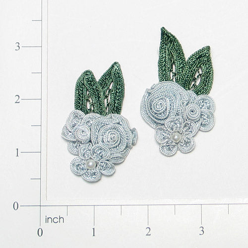 Craft Bouquet Accent Julie Applique/Patch Pack of 2 Baby Blue Appliques