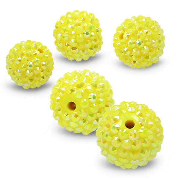 20mm Resin rhinestone beads - Yellow Aurora Borealis Jewelry Beads