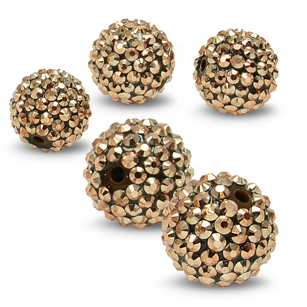 20mm Resin rhinestone beads - Copper Jewelry Beads