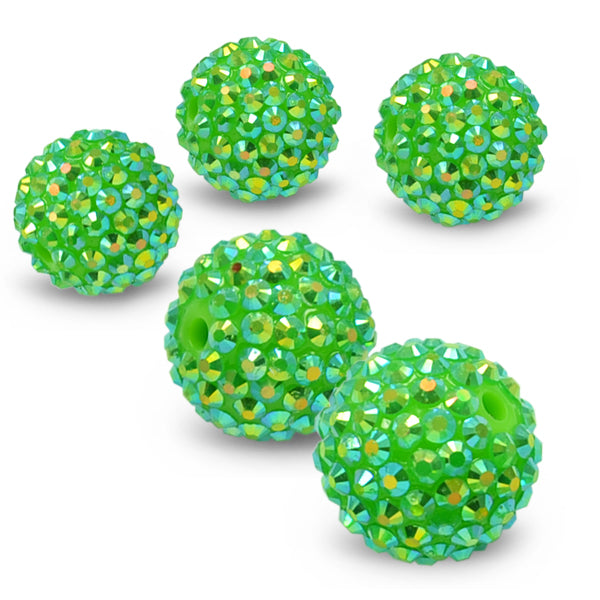 20mm Resin rhinestone beads - Green Aurora Borealis Jewelry Beads