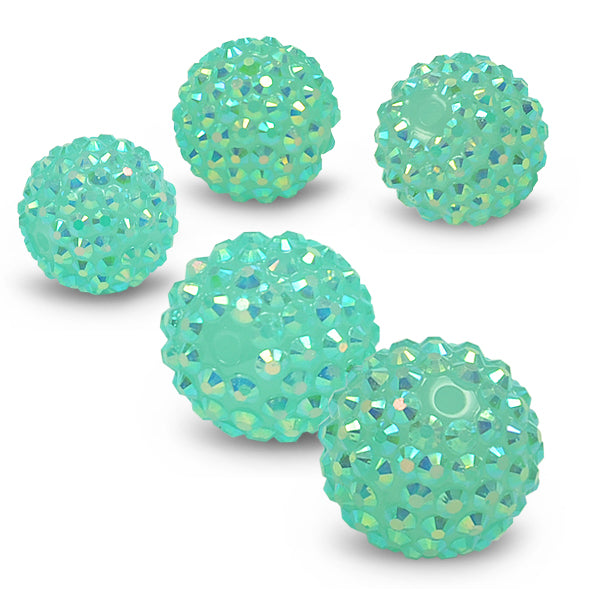 20mm Resin rhinestone beads - Aqua Aurora Borealis Jewelry Beads