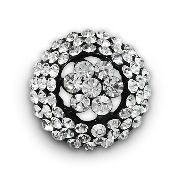 19mm Shirlene Rhinestone Dome Button - Black/Silver Buttons & Closures