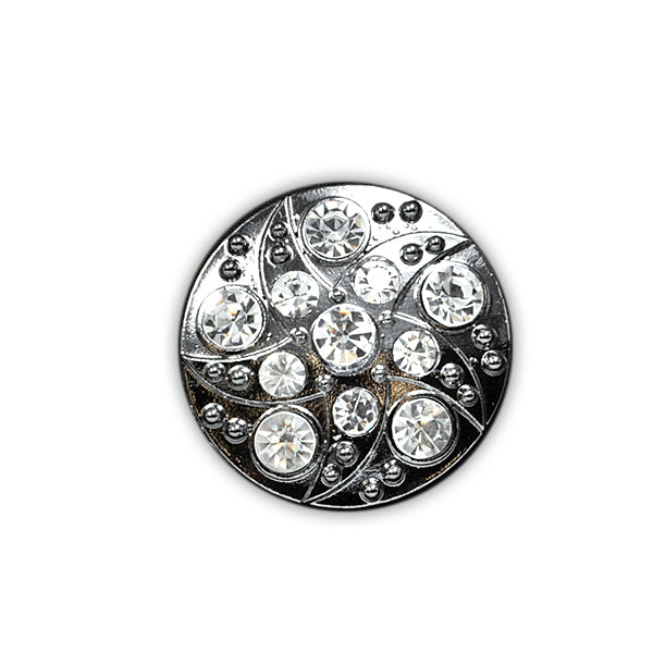 3/4" Rhinestone Settings Round Swirl Button - Gunmetal Buttons & Closures