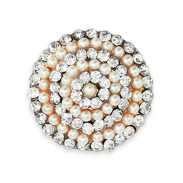 Glass Rhinestone Button with Faux Pearls Buttons & Closures