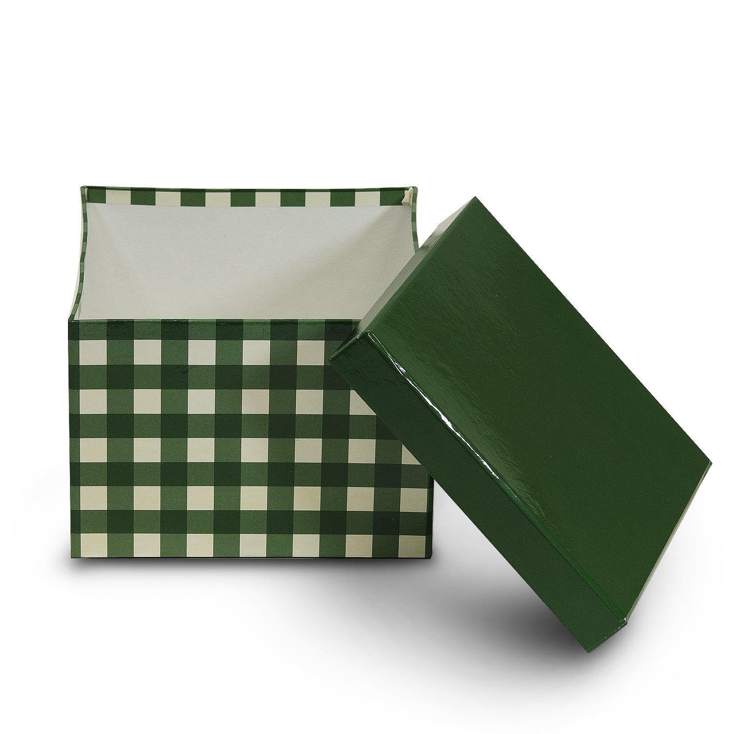 Square Plaid Box - Green / 3 pc. Set Boxes & Containers
