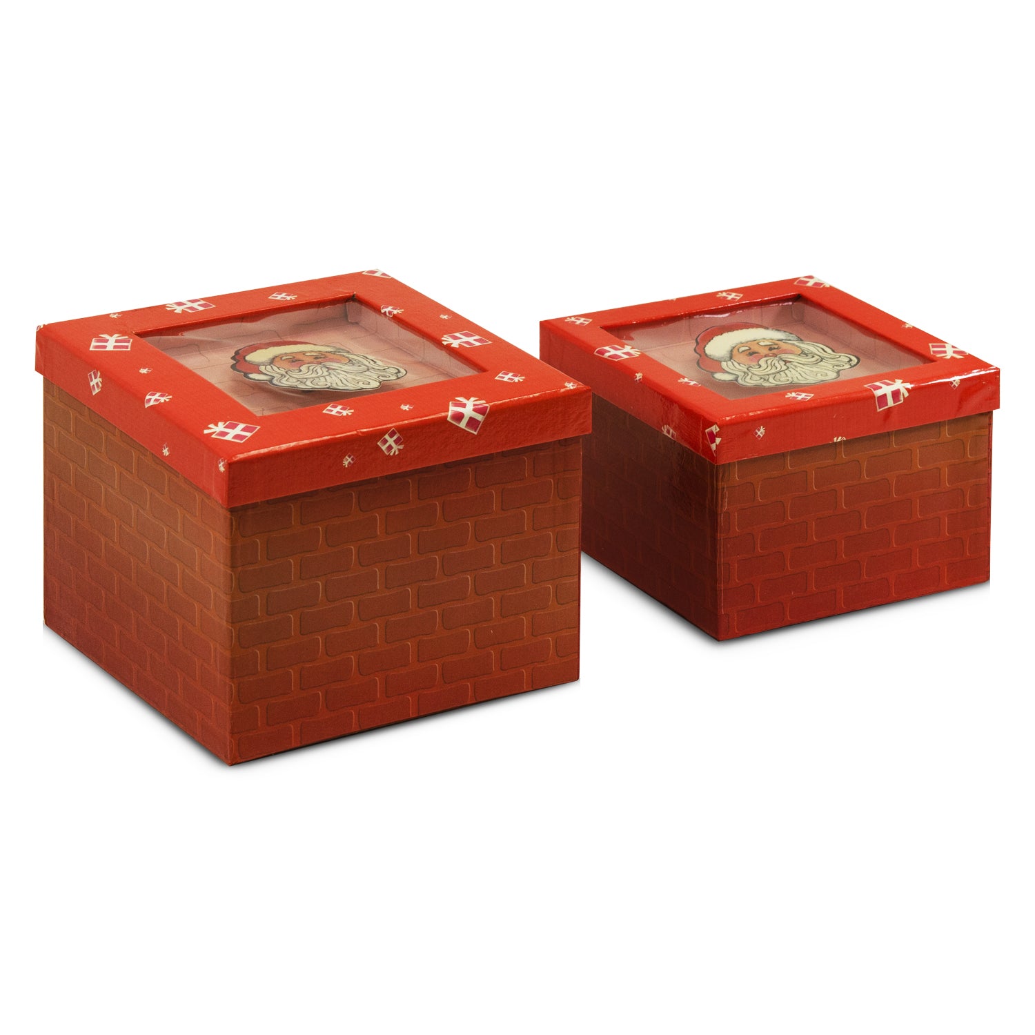 Gift Box Set with Decorative Santa Applique/Patch - Red Boxes & Containers