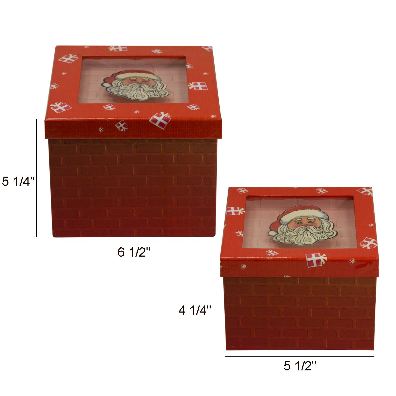 Gift Box Set with Decorative Santa Applique/Patch - Red Boxes & Containers