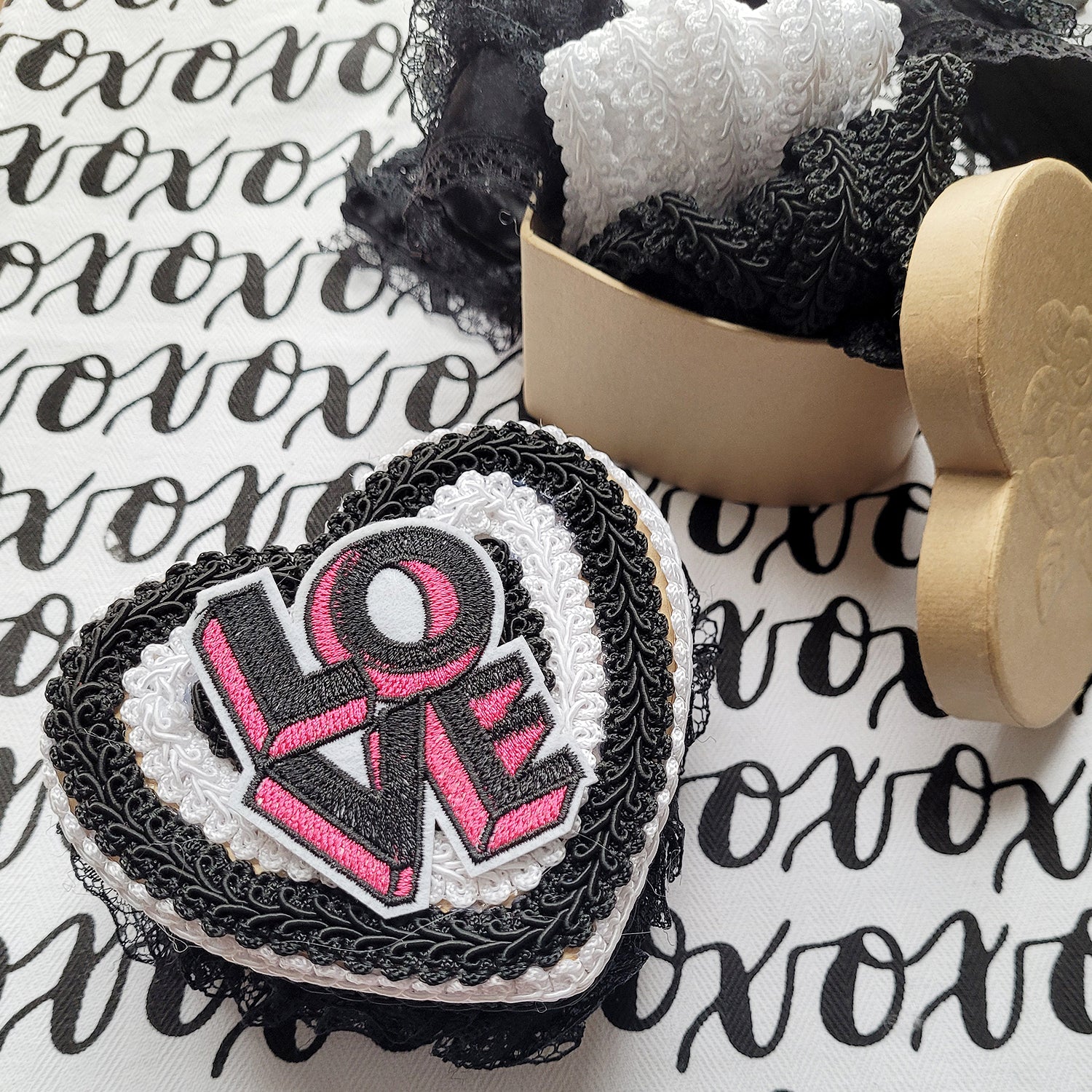 Heart Box with Rose Embossed Lid - Natural Boxes & Containers