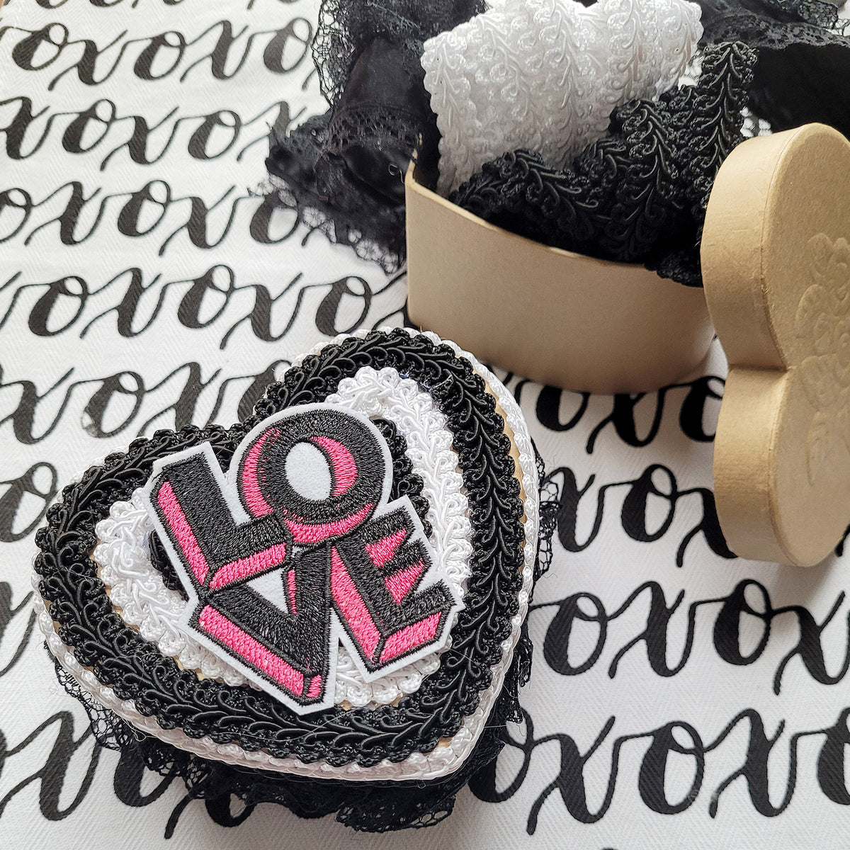 Heart Box with Rose Embossed Lid - Natural Boxes & Containers