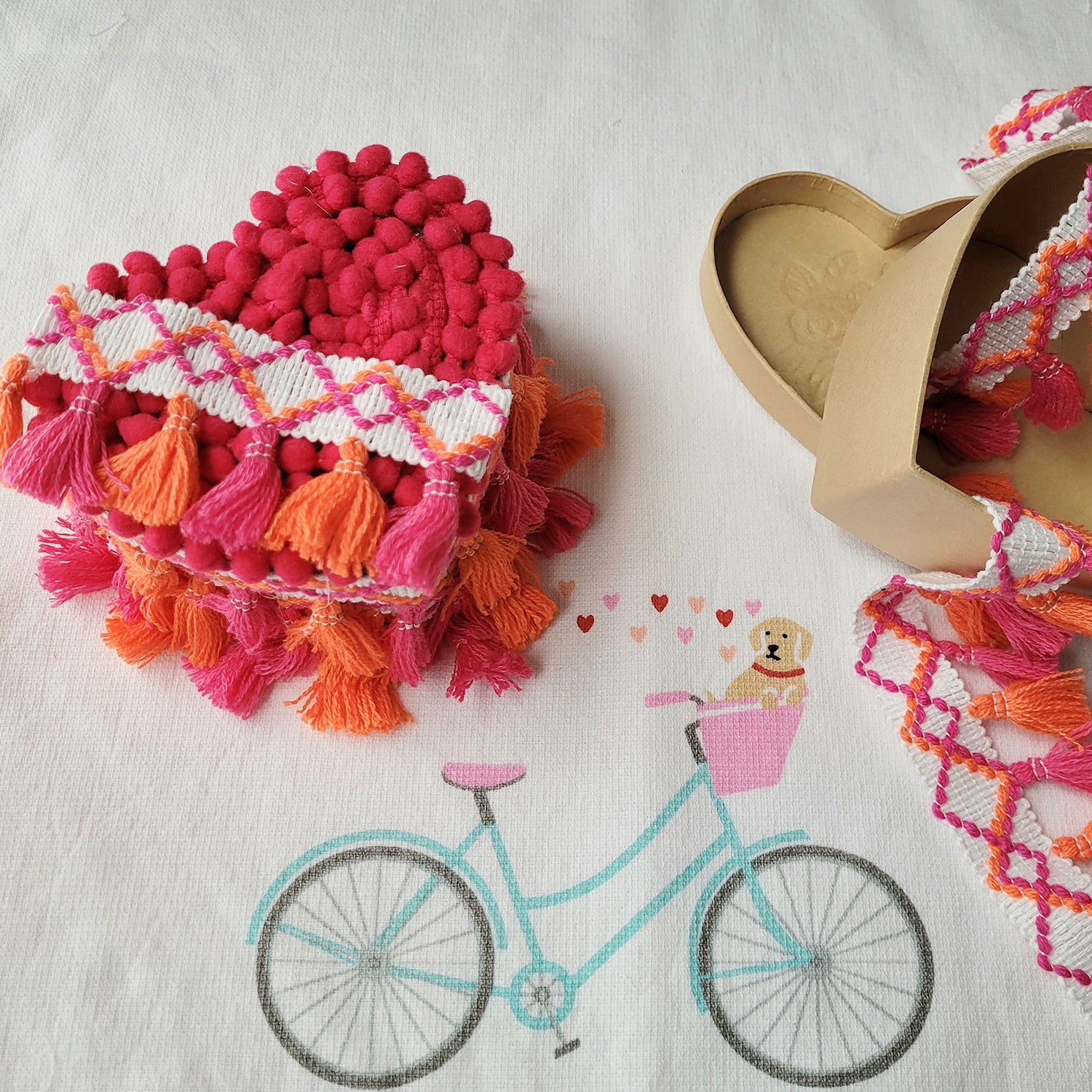 Heart Box with Rose Embossed Lid - Natural Boxes & Containers