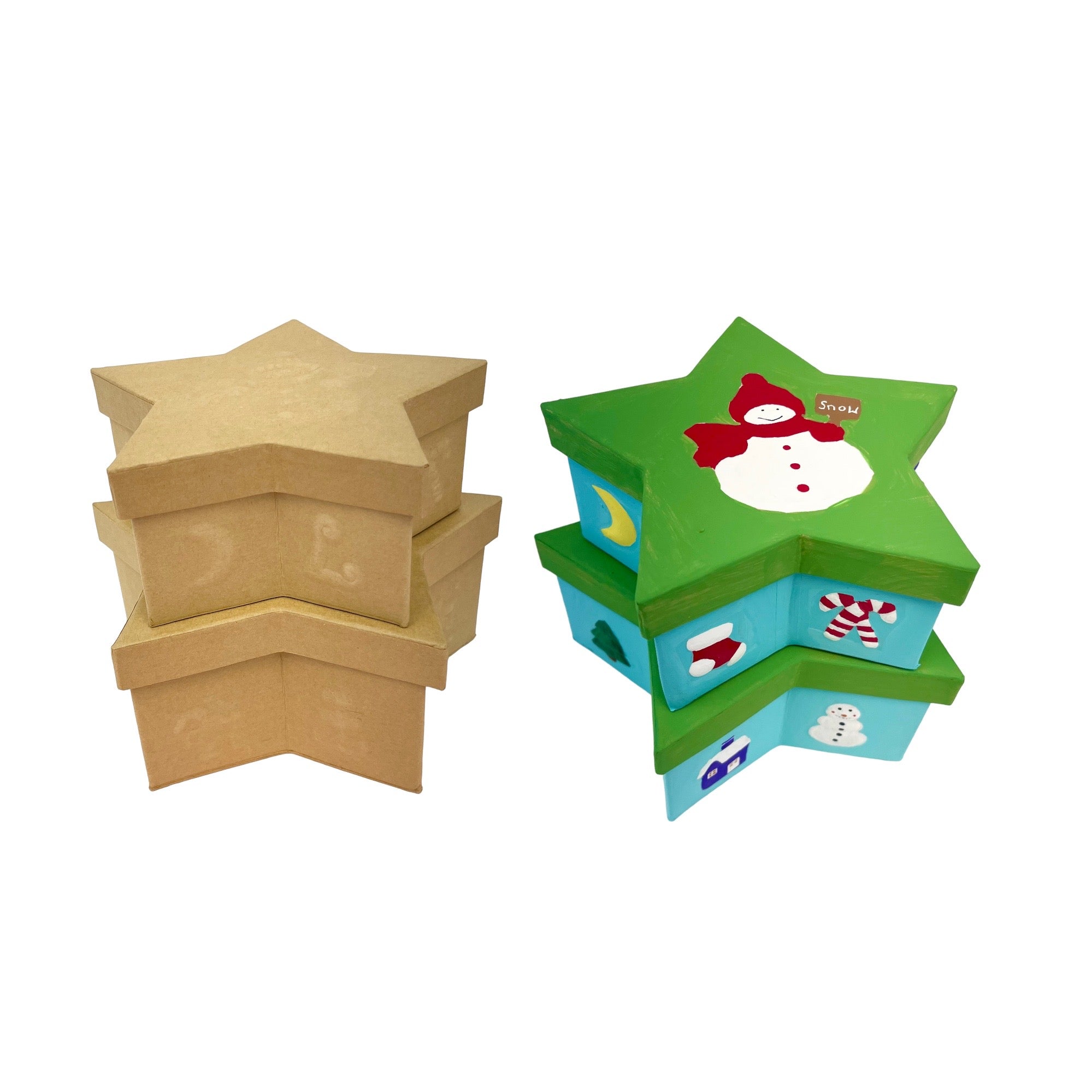 Star Box with Embossed Snowman - 2 pc. Set Boxes & Containers