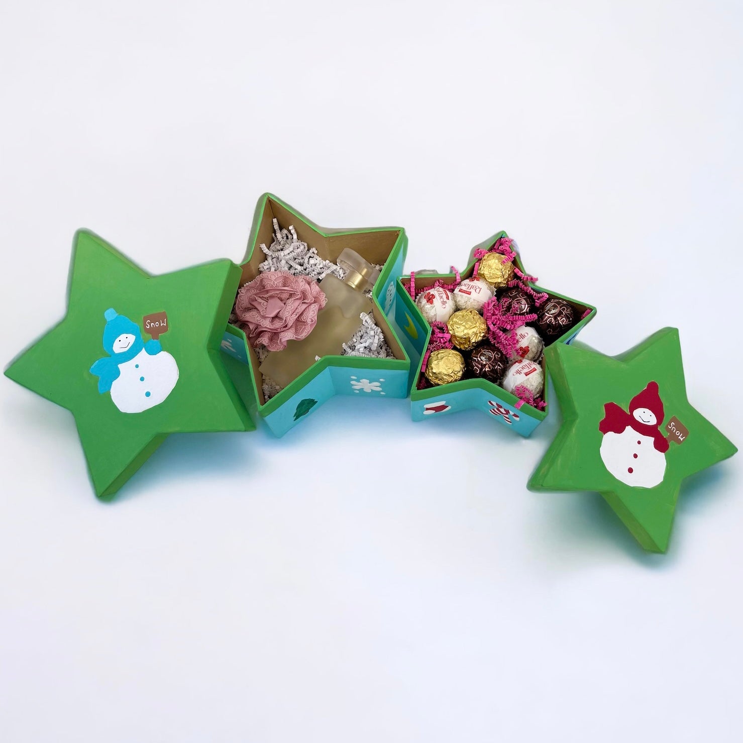 Star Box with Embossed Snowman - 2 pc. Set Boxes & Containers