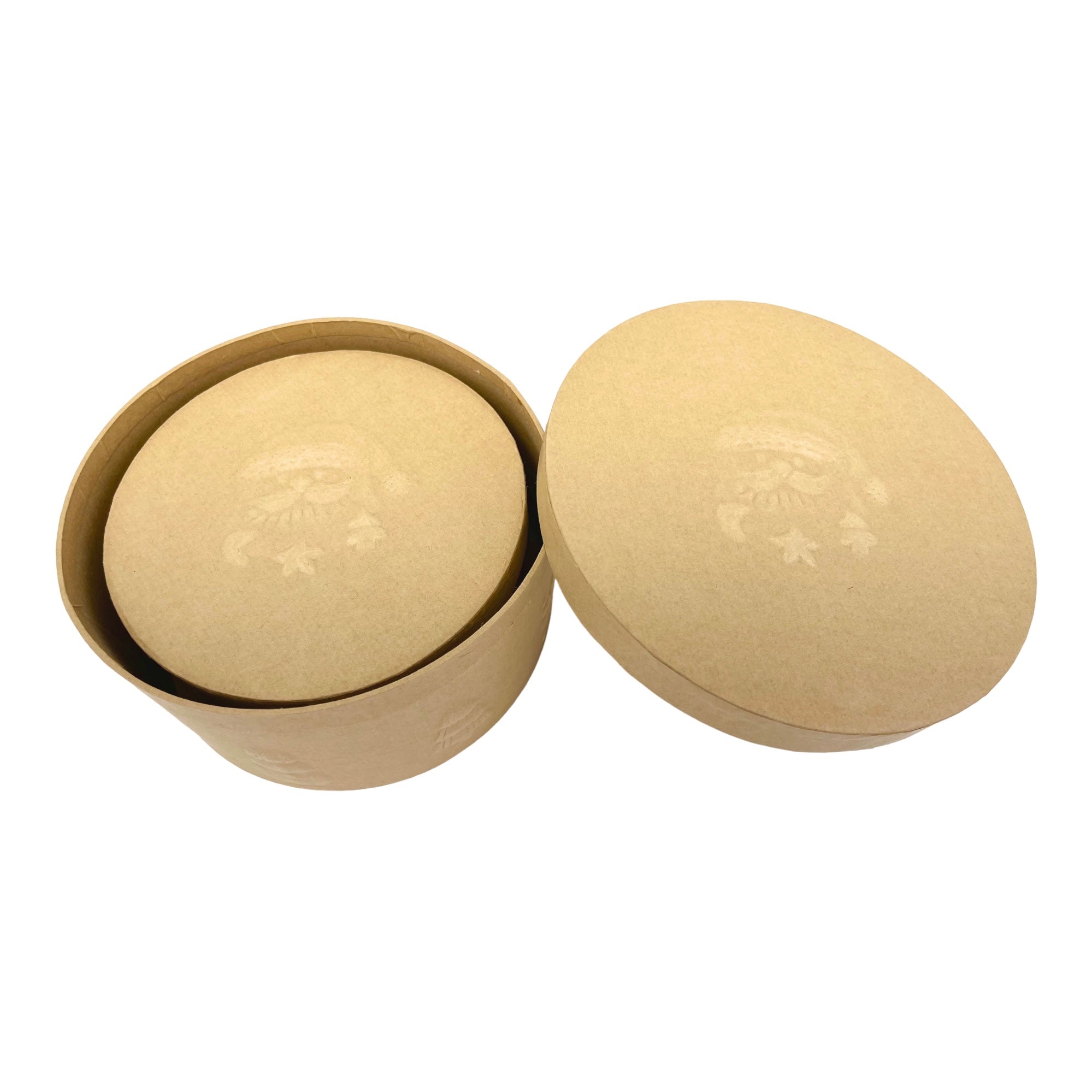 Round Box with Embossed Santa - 2 pc. Set - Natural Boxes & Containers