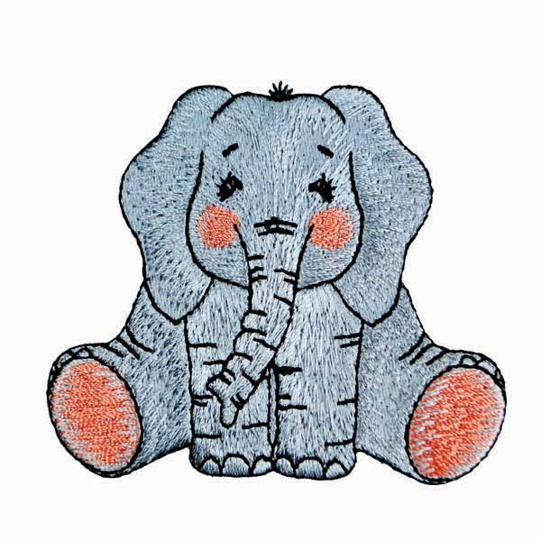 BaZooples Iron-on Patch Applique/Patch Elsie Elephant - Gray Iron-on Embroidered Appliques