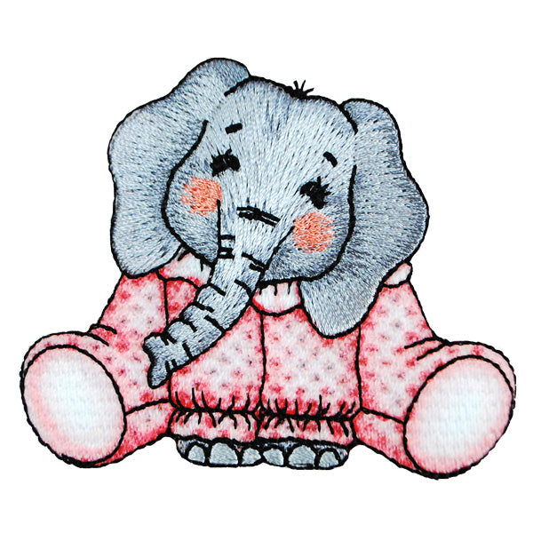 BaZooples Iron-on Patch Applique/Patch Elsie Elephant in Pajamas - Multi Colors Iron-on Embroidered Appliques