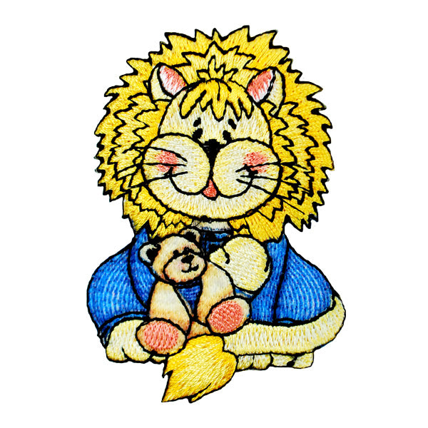 BaZooples Iron-on Patch Applique/Patch Lester Lion in Pajamas - Multi Colors Iron-on Embroidered Appliques