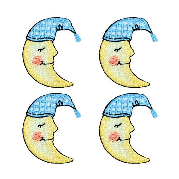 BaZooples Iron-on Patch Applique/Patch Man in Moon with Hat Pack of 4 - Multi Colors Iron-on Embroidered Appliques