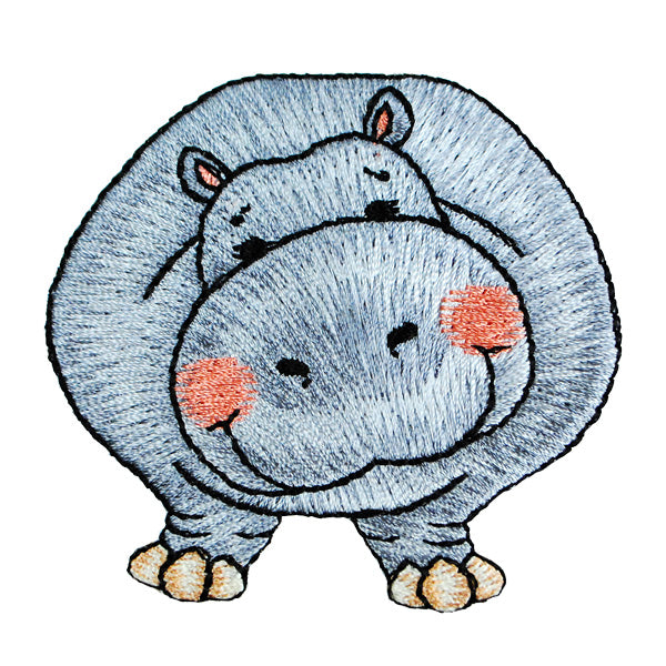 BaZooples Iron-on Patch Applique/Patch Humphrey Hippo - Multi Colors Iron-on Embroidered Appliques