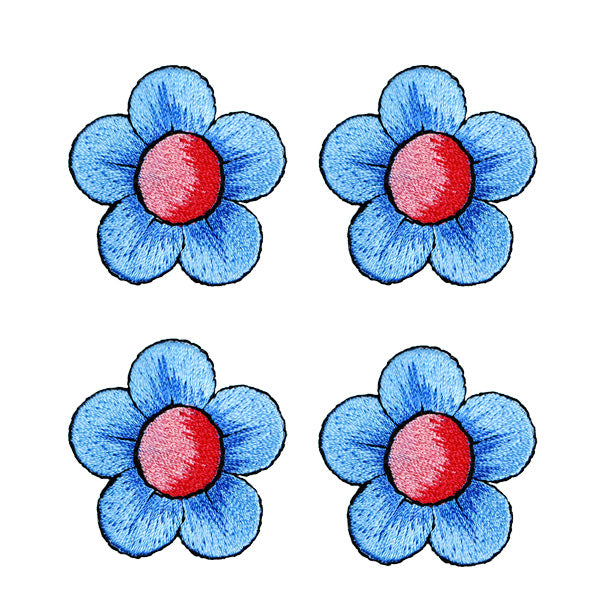 BaZooples Iron-on Patch Applique/Patch Flower Pack of 4 - Multi Colors Iron-on Embroidered Appliques