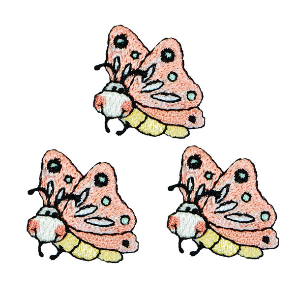 BaZooples Iron-on Patch Applique/Patch Flutterbug Pack of 3 - Multi Colors Iron-on Embroidered Appliques