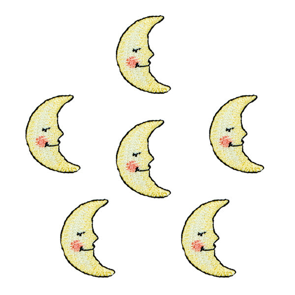 BaZooples Iron-on Patch Applique/Patch Man in Moon Pack of 6 - Multi Colors Iron-on Embroidered Appliques