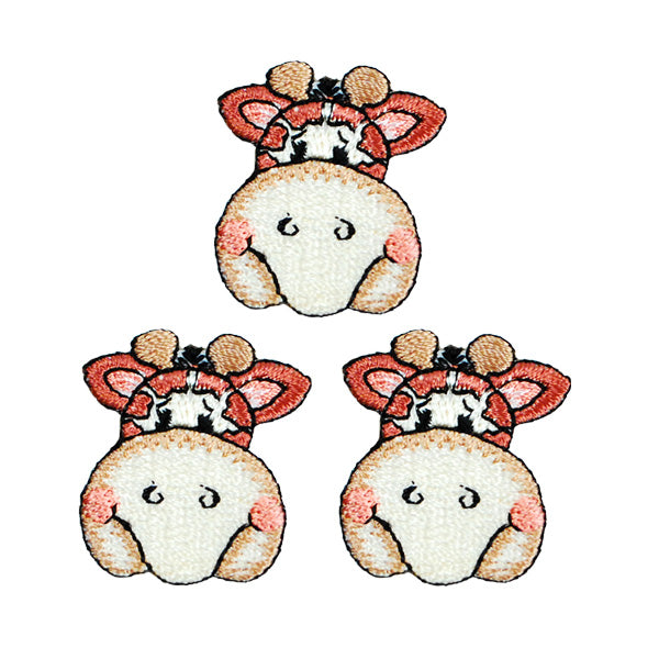 BaZooples Iron-on Patch Applique/Patch Gertrude Giraffe Head Pack of 3 - Multi Colors Iron-on Embroidered Appliques