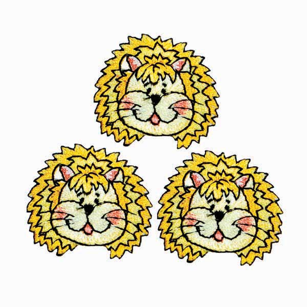 BaZooples Iron-on Patch Applique/Patch Lester Lion Head Pack of 3 - Multi Colors Iron-on Embroidered Appliques