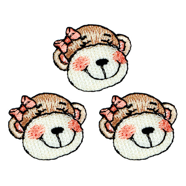 BaZooples Iron-on Patch Applique/Patch Molly Monkey Head Pack of 3 - Multi Colors Iron-on Embroidered Appliques