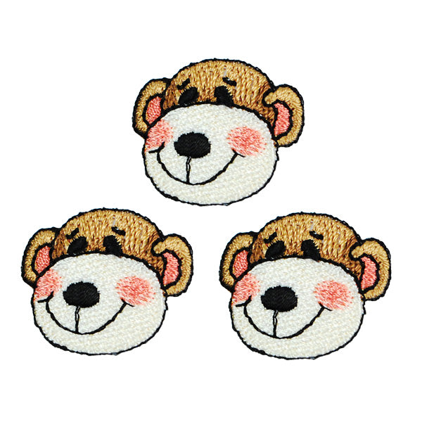 BaZooples Iron-on Patch Applique/Patch Max Monkey Head Pack of 3 - Multi Colors Iron-on Embroidered Appliques