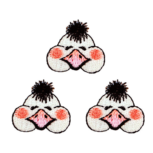 BaZooples Iron-on Patch Applique/Patch Ollie Ostrich Head Pack of 3 - Multi Colors Iron-on Embroidered Appliques
