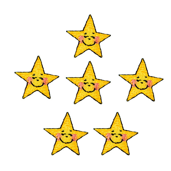 BaZooples Iron-on Patch Applique/Patch Smiley Star Pack of 6 - Multi Colors Iron-on Embroidered Appliques