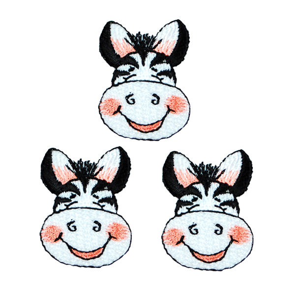 BaZooples Iron-on Patch Applique/Patch Zach Zebra Head Pack of 3 - Multi Colors Iron-on Embroidered Appliques