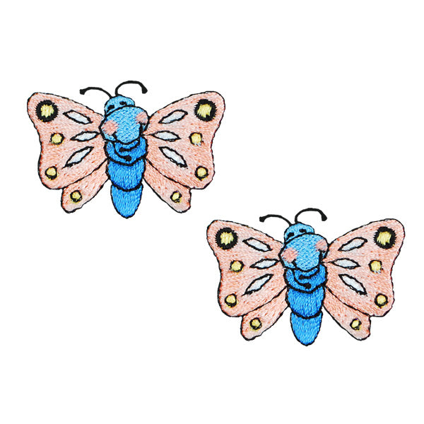 BaZooples Iron-on Patch Applique/Patch Flutterbug Pack of 2 - BZP77552 - Multi Colors Iron-on Embroidered Appliques