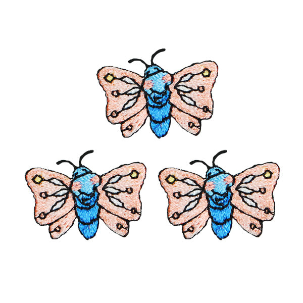BaZooples Iron-on Patch Applique/Patch Flutterbug Pack of 3 - BZP77553 - Multi Colors Iron-on Embroidered Appliques