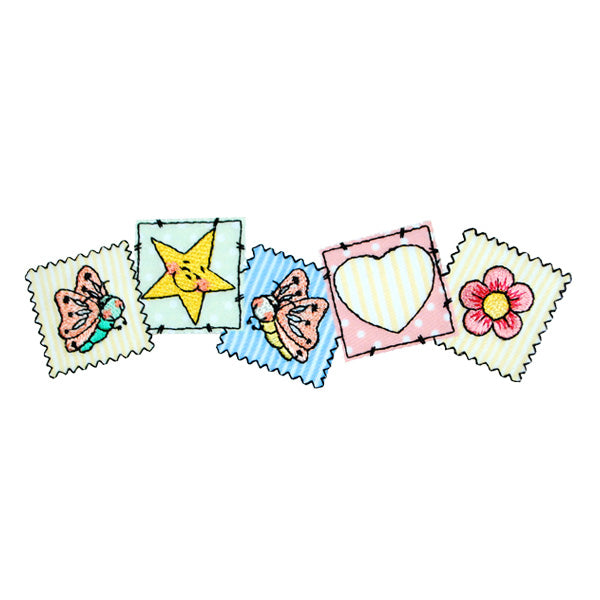 BaZooples Iron-on Patch Applique/Patch Horizontal Patch Border - Multi Colors Iron-on Embroidered Appliques
