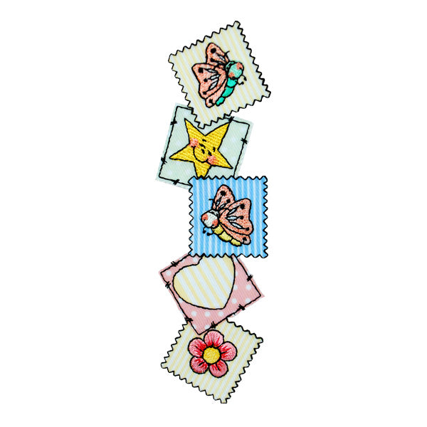 BaZooples Iron-on Patch Applique/Patch Vertical Patch Border - Multi Colors Iron-on Embroidered Appliques