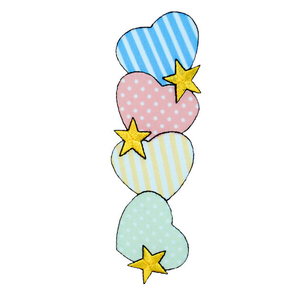 BaZooples Iron-on Patch Applique/Patch Vertical Heart Border - Multi Colors Iron-on Embroidered Appliques