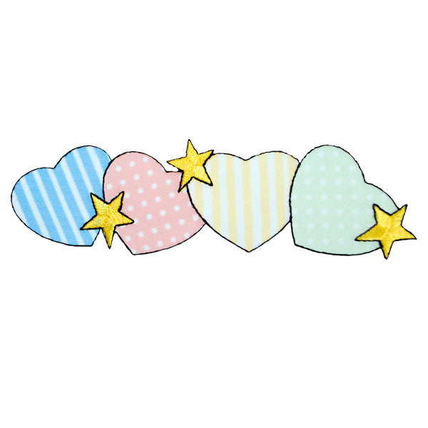 BaZooples Iron-on Patch Applique/Patch Horizontal Heart Border - Multi Colors Iron-on Embroidered Appliques