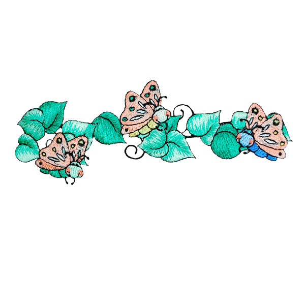BaZooples Iron-on Patch Applique/Patch Horizontal Flutterbugs - Multi Colors Iron-on Embroidered Appliques
